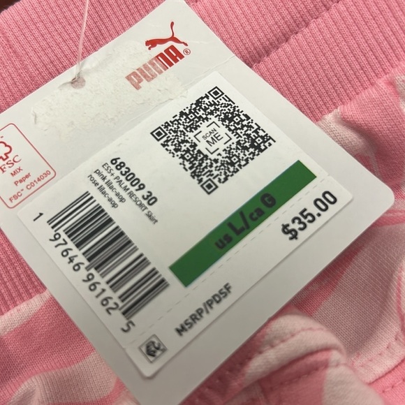 Puma Pink Tropical Leaf Skirt, NWT, Size L - Picture 6 of 6